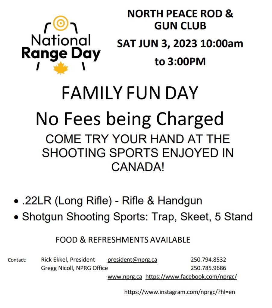 National Range Day Poster June 3, 2023 North Peace Rod and Gun 10AM to 3PM