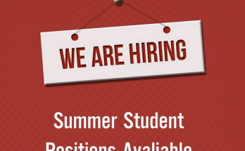 We are hiring. Summer Student Positions Available
