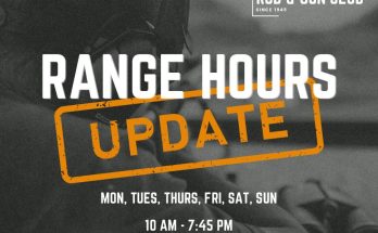 Image showing updated range hours - closed on Wednesdays 10 AM to 7:45 PM the rest of the week
